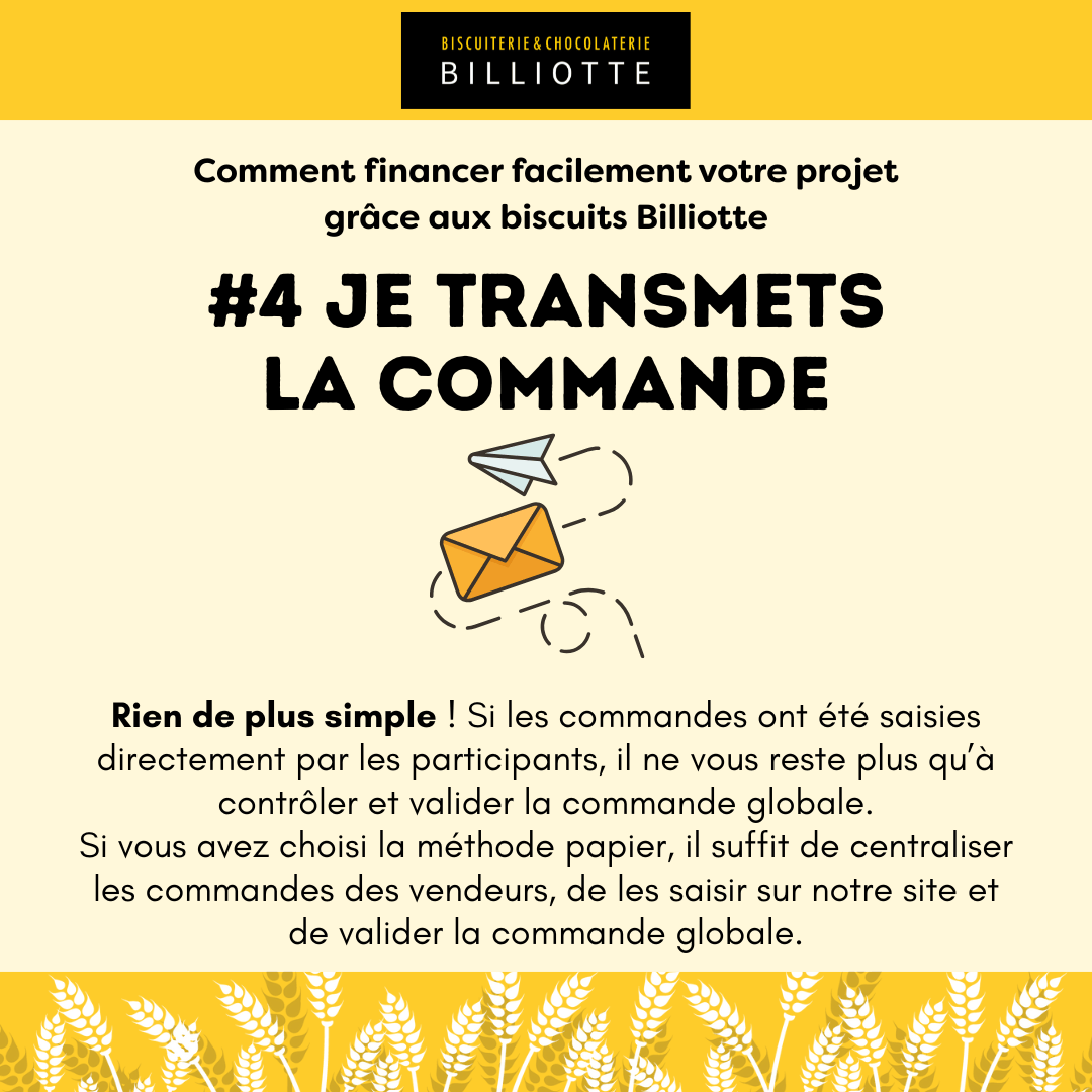 Financer facilement vos projets grâce à Billiotte Une fois la vente terminée, il ne vous reste qu'à transmettre votre bon de commande globale.