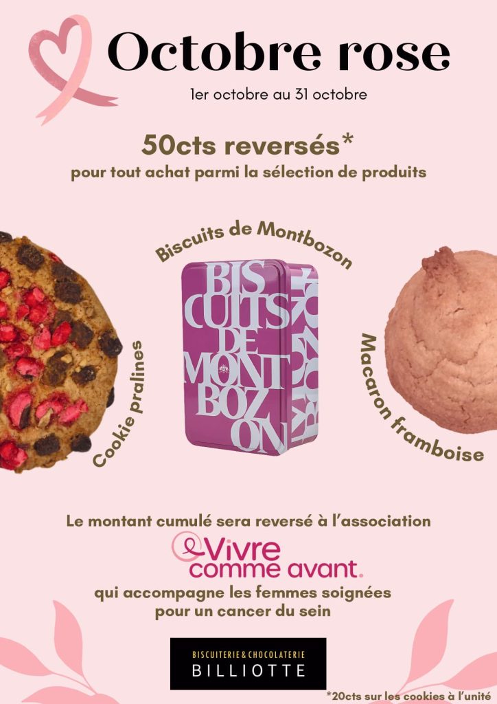 Octobre rose, 50cts d'euros reversée pour l'achat d'une sélection de produits en magasin et sur notre site internet